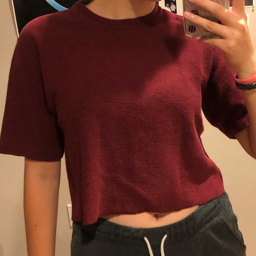 VINTAGE Maroon Striped T-shirt